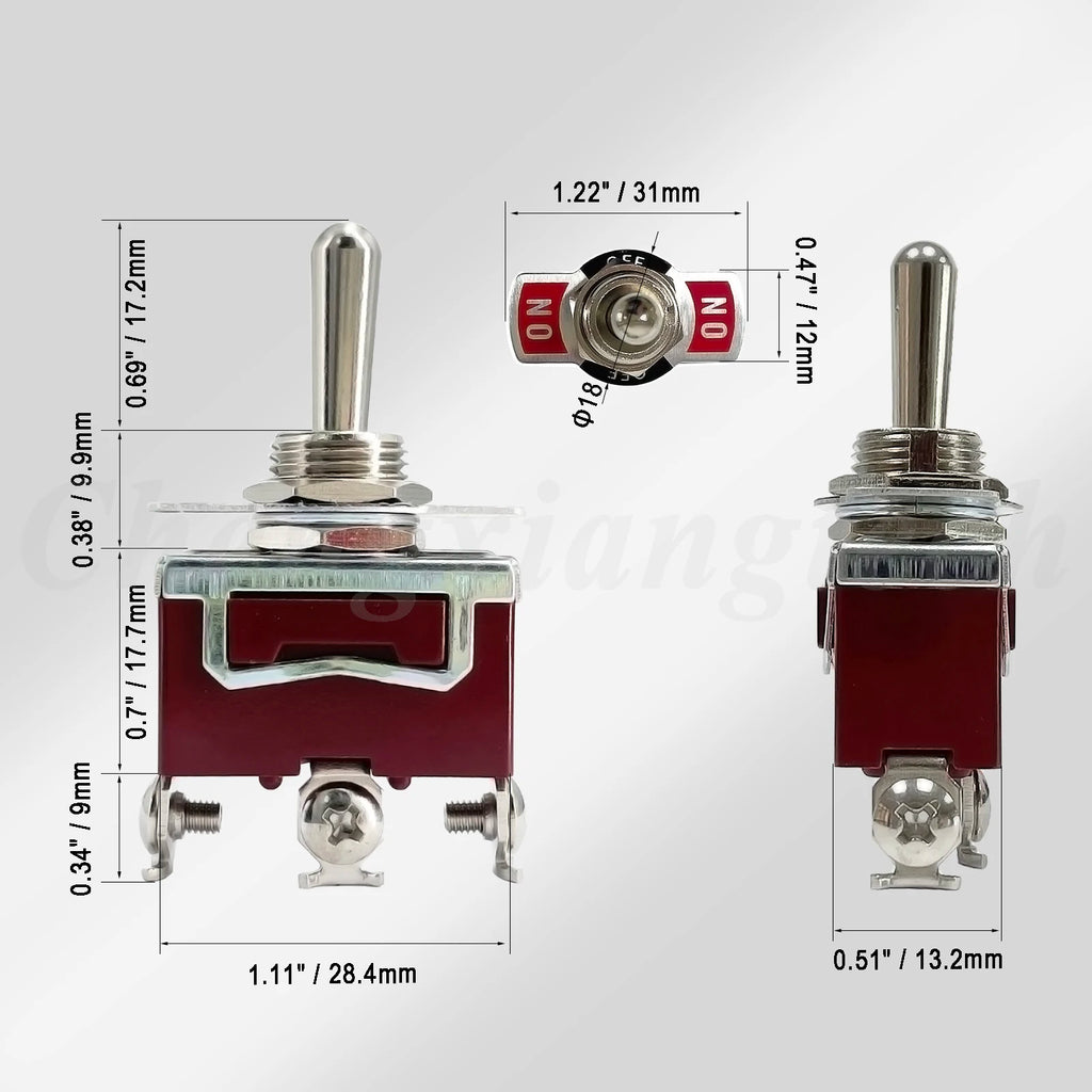 12V 3 Positions Toggle Rocker Switch ON OFF ON 2 Positions ON-ON 250VAC15A 125VAC 20A for Boat Yacht Pilot Automative Instrument