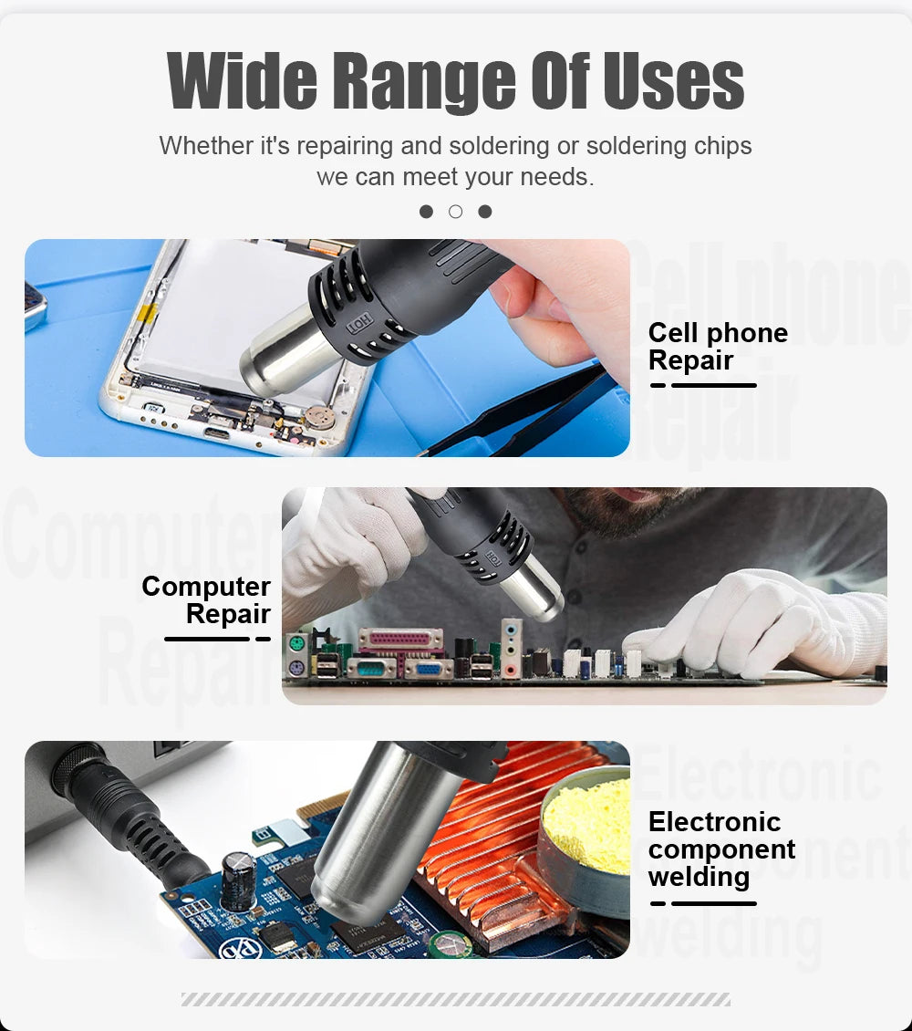 858D-B JCD Hot Air Gun BGA Rework Soldering Station, 220V SMD SMT Welding Repair Heat Gun