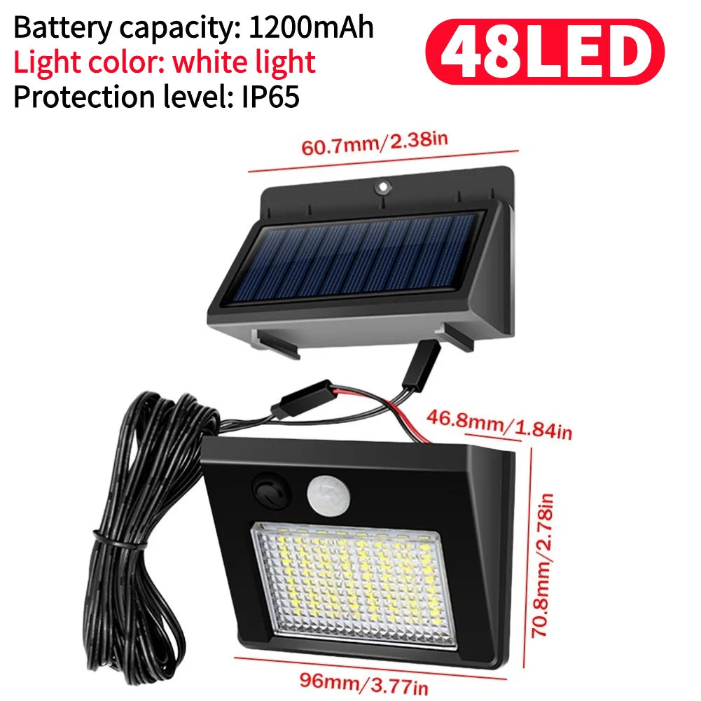 48 LEDs Solar Powered 3 Modes IP65 Waterproof Motion Sensor Lights Outdoor Lamps