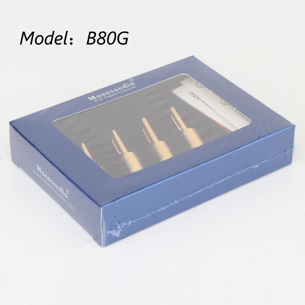 4Pcs Monosaudio Top Selling B80 Pure Copper/Gold/Rhodium Plated Banana Plug Hi-end Grade Adapter Connector Terminal Jack