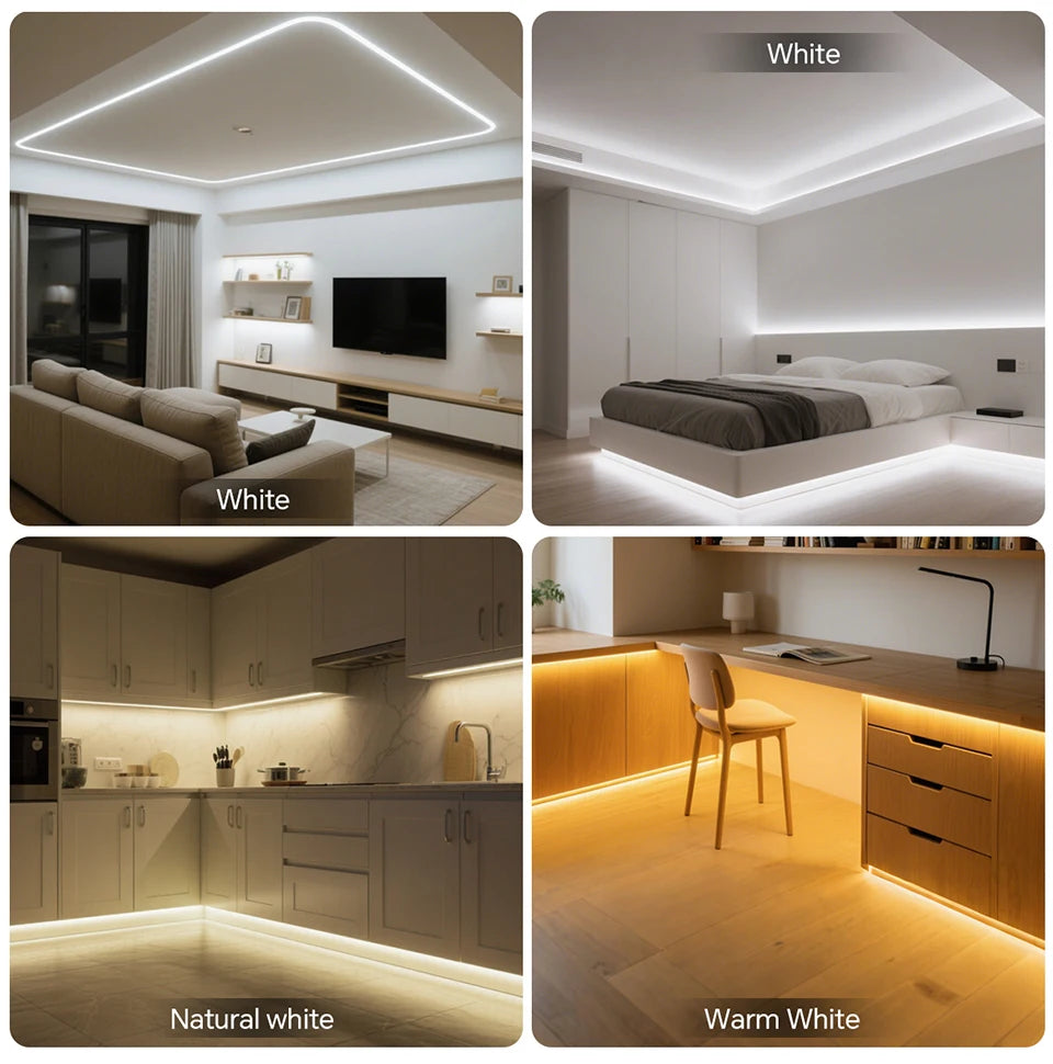 Super Bright 220V COB LED Strip Neon Lights 280LEDs/m Flexible Kitchen Lamp RA90 Waterproof LED Tape With EU Power Plug 1M-30M