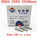100pcs ceramic fuse 5mm x 20mm slow melting R054 AC250V 0.5A, 1A, 2A, 3A, 4A, 5A, 6A, 8A, 10A, 13A, 15A, 16A, 20A, 25A
