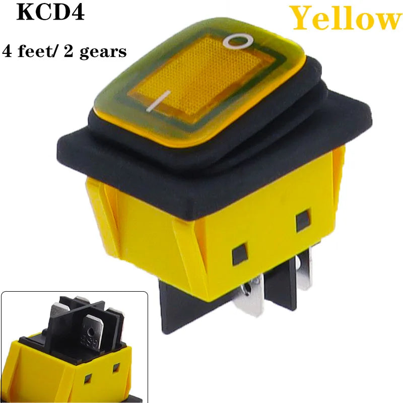 KCD4 on off 30A/250V Heavy Duty 4 pin DPST IP67 Sealed Waterproof T85 Auto Boat Marine Toggle Rocker Switch with LED 12V 220V 30