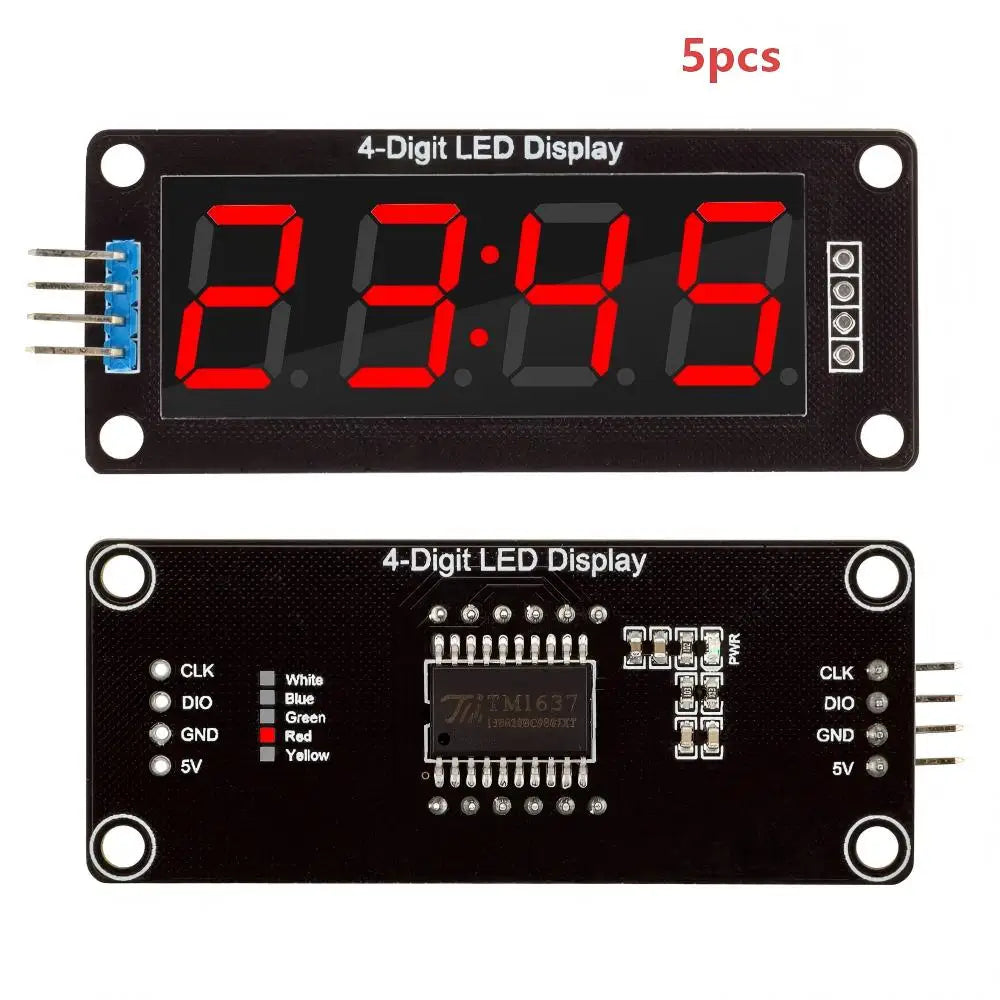 TM1637 0.56 inch Digital Tube Clock Module 4-Digit 7 Segments Double Dots LED Display for Arduino Red Blue Green Yellow White