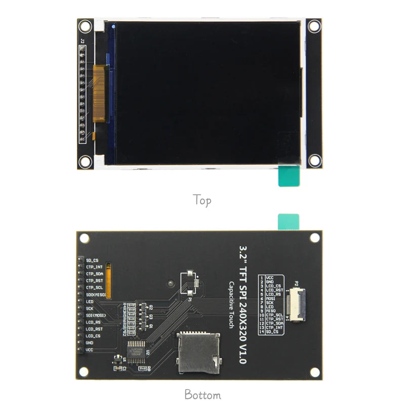 3.2-inch SPI serial port TFT LCD Capacitive touch screen Display module 240*320 IPS version black