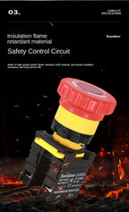 Mushroom Emergency Stop Button on off Switch with Light Emergency Stop Power Control Electrical Starter Switch 220V 10A NC 22mm