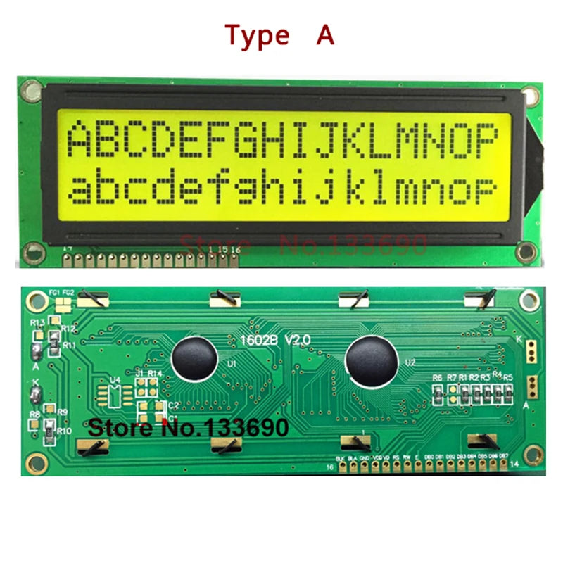 5PCS Larger LCD 1602 16x2 Large Character Big Size Yellow Blue Display Module 122*44mm HD44780 SPLC780D LMB162GBY
