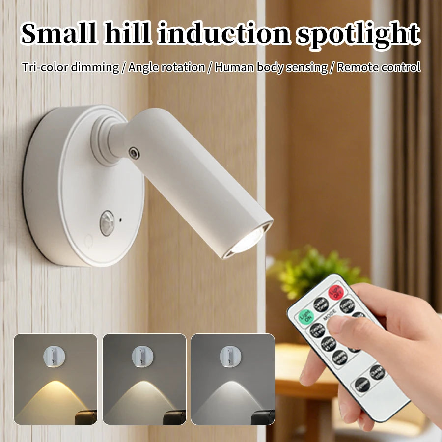 Motion Sensor LED Night Light Rechargeable Cordless Wall Lamp with Remote Control Touch Dimmable Magnetic Spotlight for Hallway