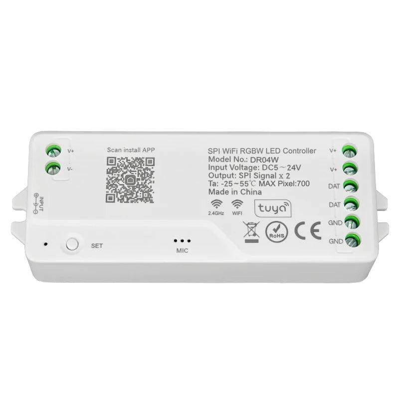 Tuya Wifi SPI RGB Controller DR03W RGBW DR04W For WS2812B WS2811 Addressable LED Strip Light Alexa Google Voice Control