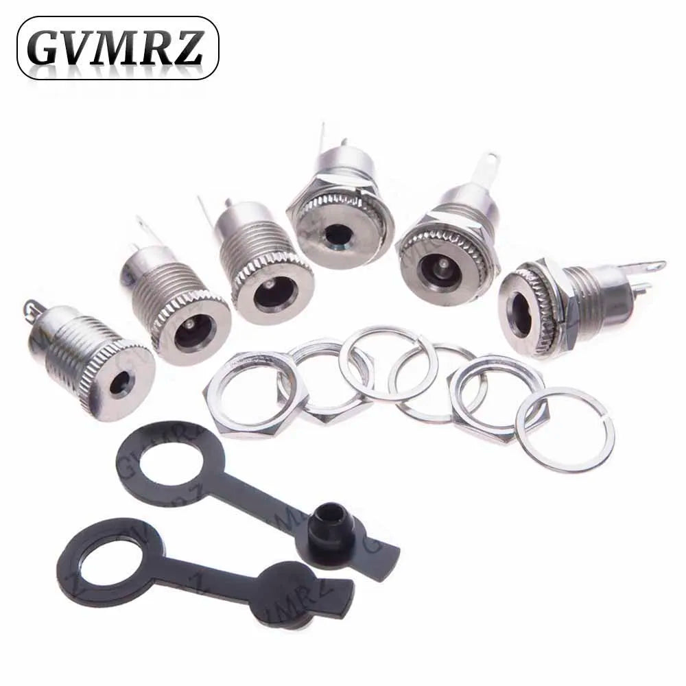 10pcs/LOT DC099 5.5 mm x 2.1mm DC Power Jack Socket Female Panel Mount Connector Metal DC-099 Open Hole 11MM 5.5*2.1 5.5*2.5