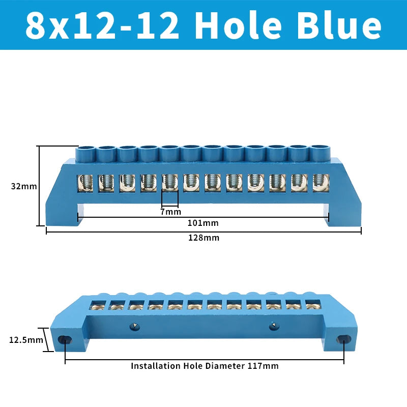 OMCH Terminal Bar 7x10 9x14mm Brass Ground Neutral Block High Conductivity Bridge Connector for Power Distribution Cabinet