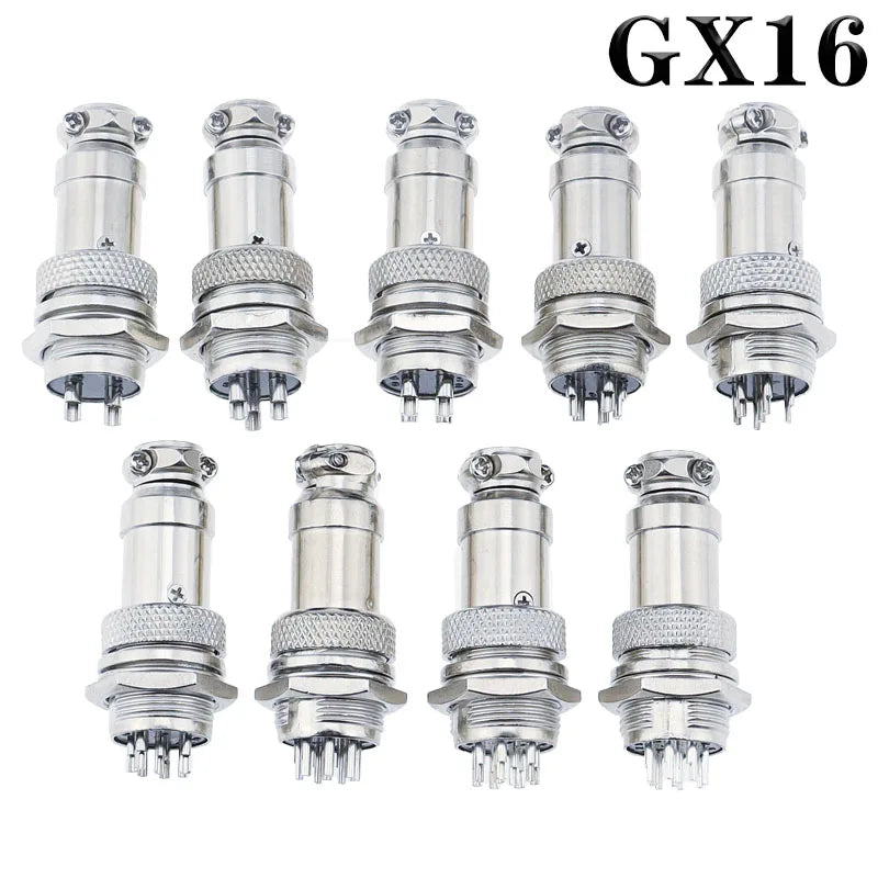 GX16 Aviation Plug Socket Connector 2/3/4/5/6/7/8/9/10Pin M16 Metal Male Female Fixing Panel Mount Docking In-line Joint Adapter