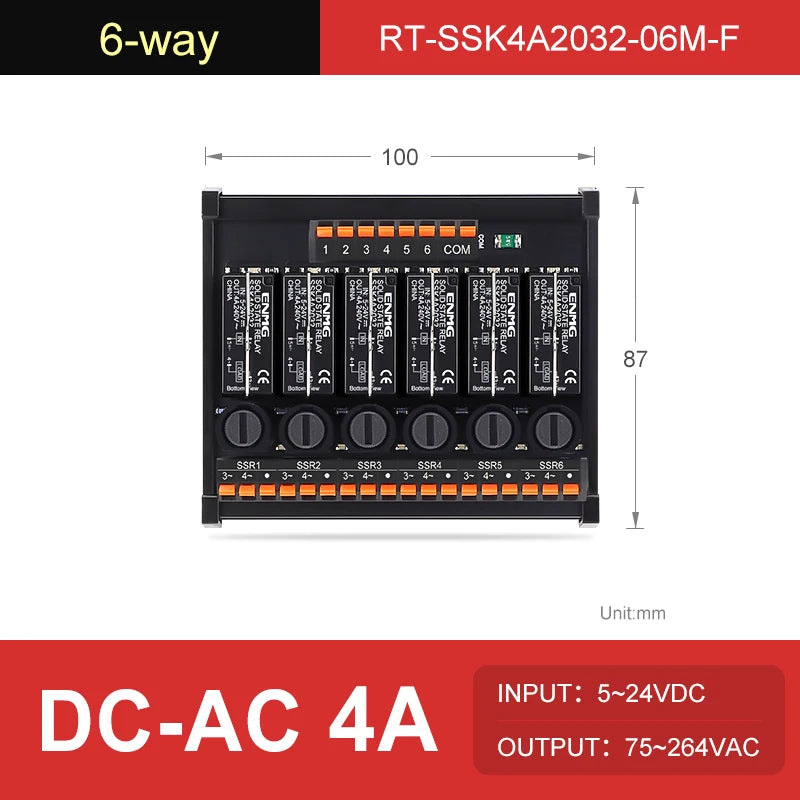 ENMG AC Inline 2 4 6 8 10 12 16-Way Solid State Relay Module RT-SSK Non-contact DC PLC AC Amplifier Board 5-24V Fuse Protections