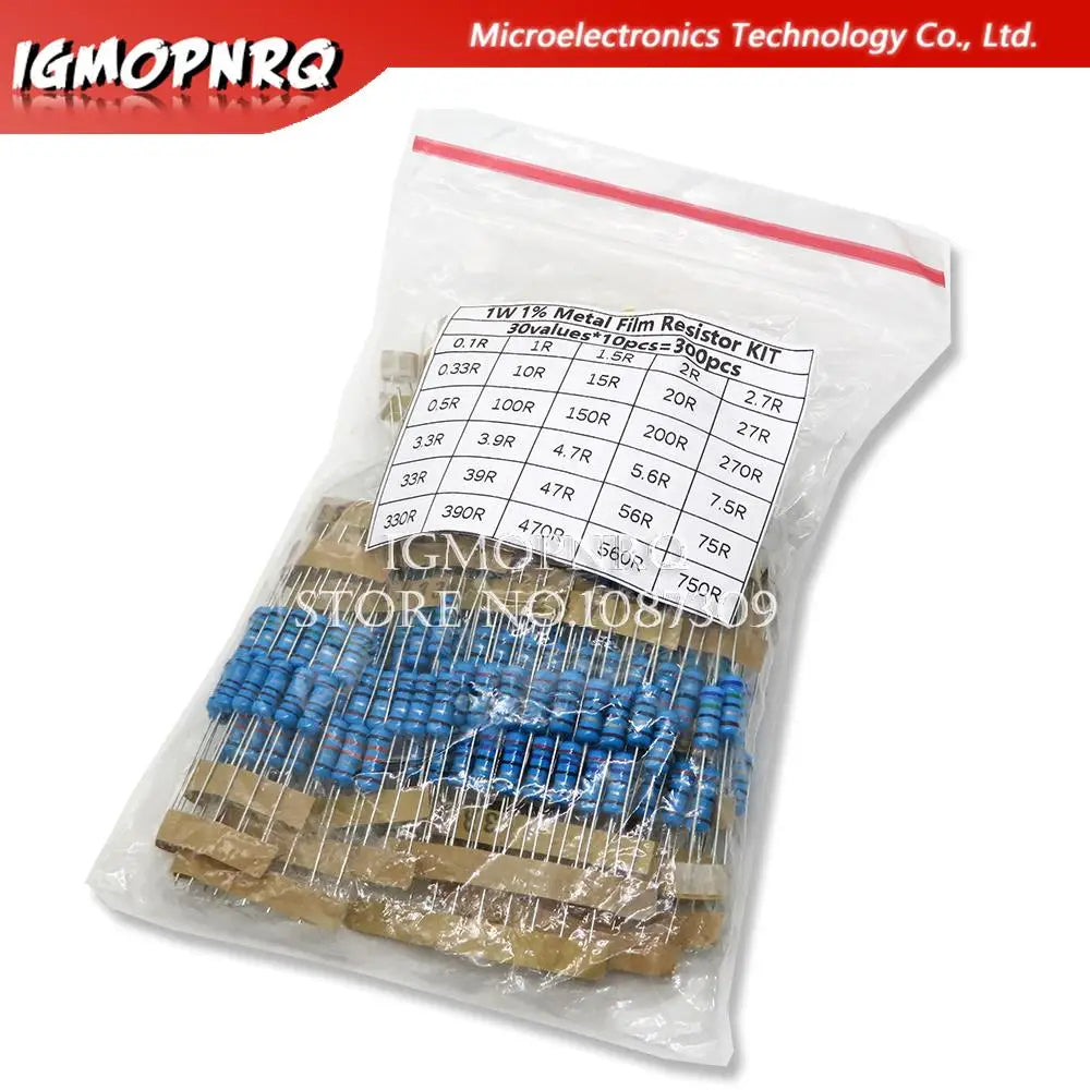 150PCS 300PCS 1/4W 1/2W 1W 2W 3W Resistance 1% Metal Film Resistor Assortment Kit Set 30Values Each 5/10PCS 1~750 1K~820K Ohm