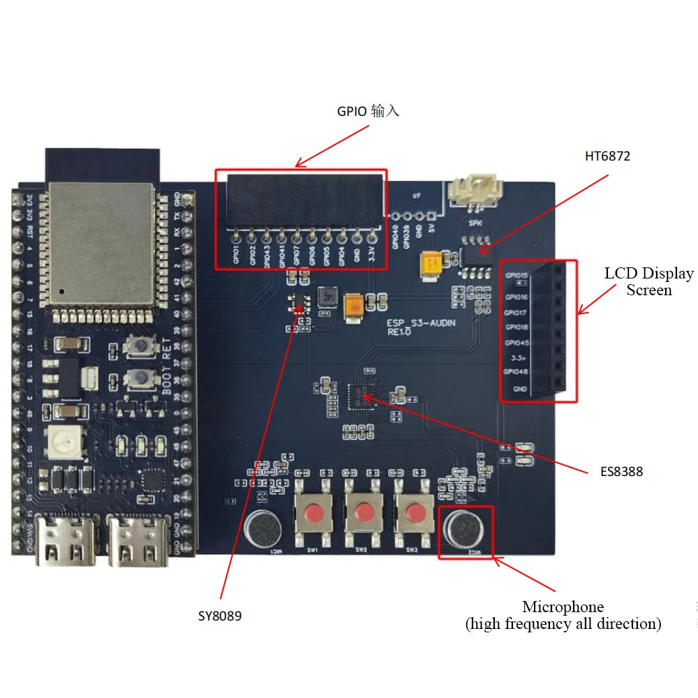 ESP32-S3 N16R8 Development Board WiFi Module KIT with Double MIC Speaker for AI Voice Interaction DIY IOT Smart Home Expansion