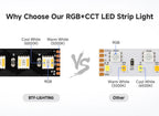 12V 24V 5050 RGBCCT 5 in 1 LED Light 5m 96 Leds/m 6pin RGBW RGBCW RGBWW RGB WW CW 2700K-6500K Strip Lights Black White PCB Tape
