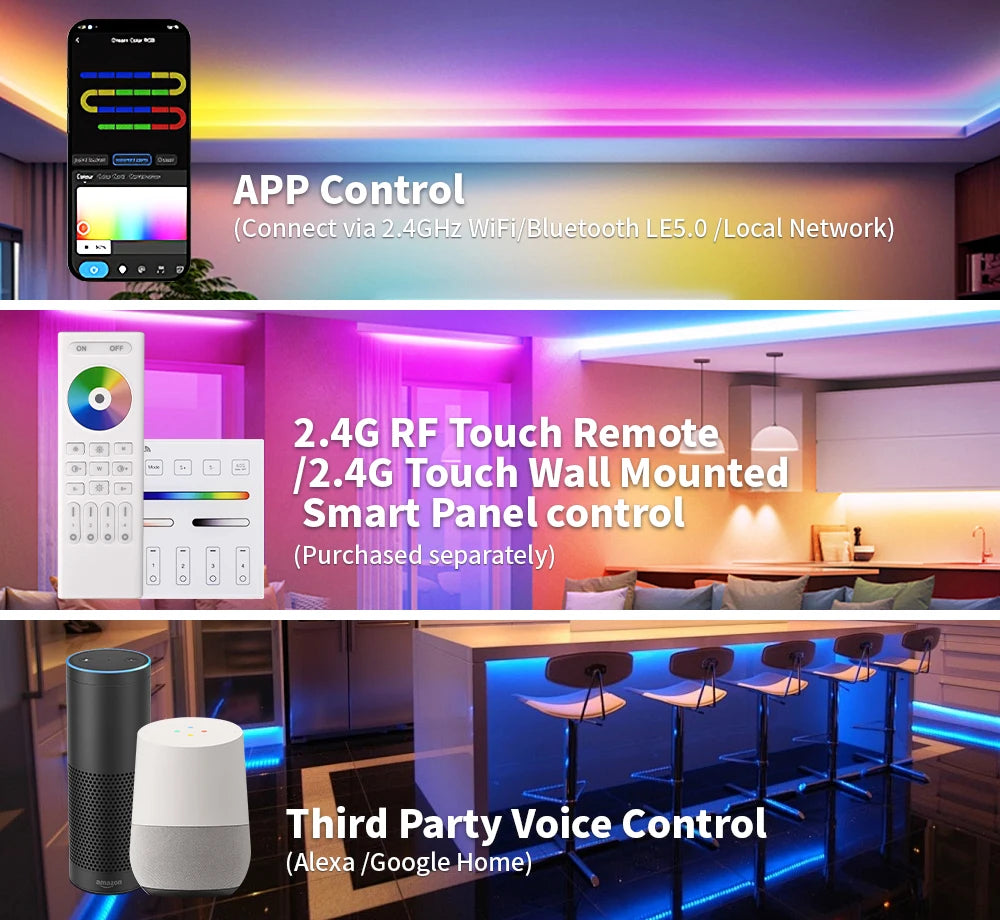 Tuya Wifi LED SPI RGBIC RGBWIC Controller WS2811 WS2812B SK6812 Addressable LED Strip Light Voice Control Alexa Google 5-24V