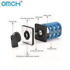 OMCH 1PCS Silver Contact LW26-20/32/63 Universal Switch 3 Position 1-0-2 1/2/3/4 Poles 440V 4/8/12/16Terminals Rotary Cam Switch