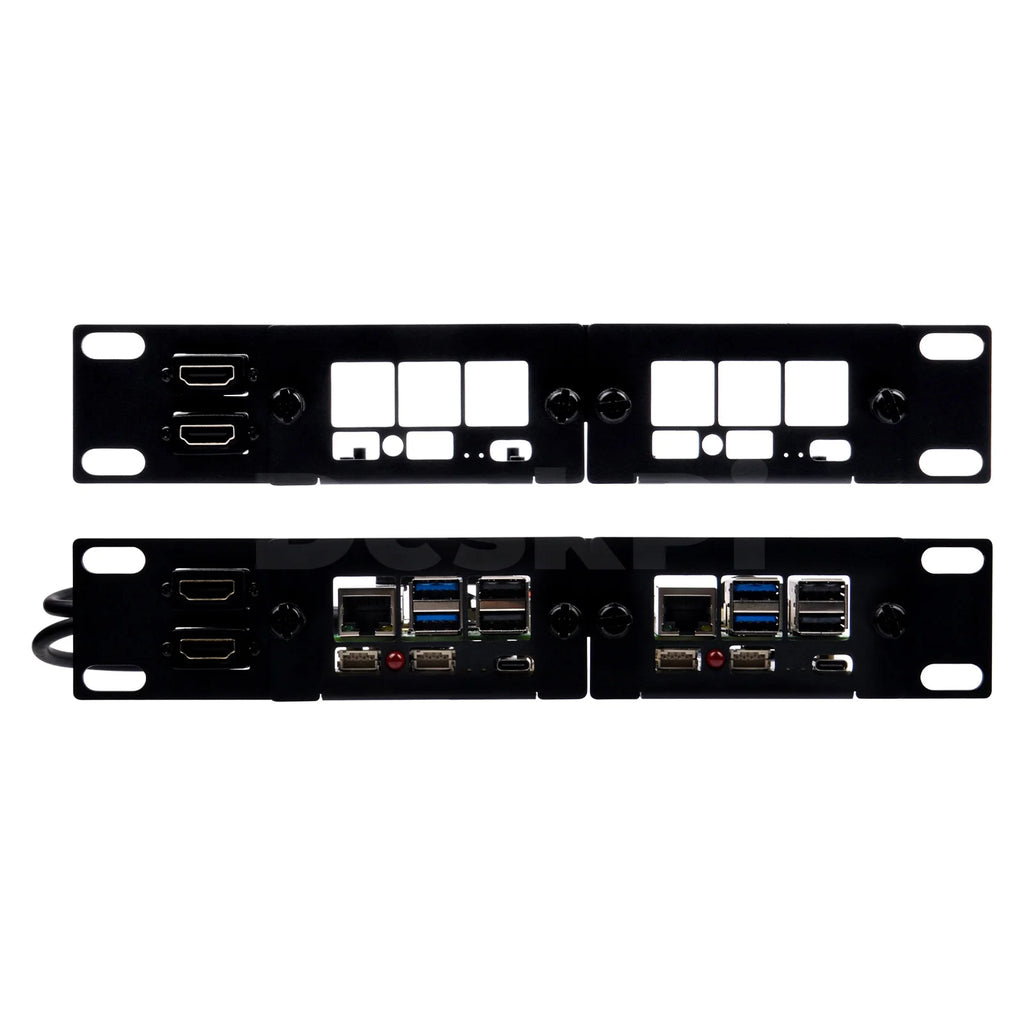 DeskPi Rackmate 10-inch 1U Rack Mount with 2 PCIE NVME Boards for Raspberry Pi 5, Supports M.2 NVMe SSDs
