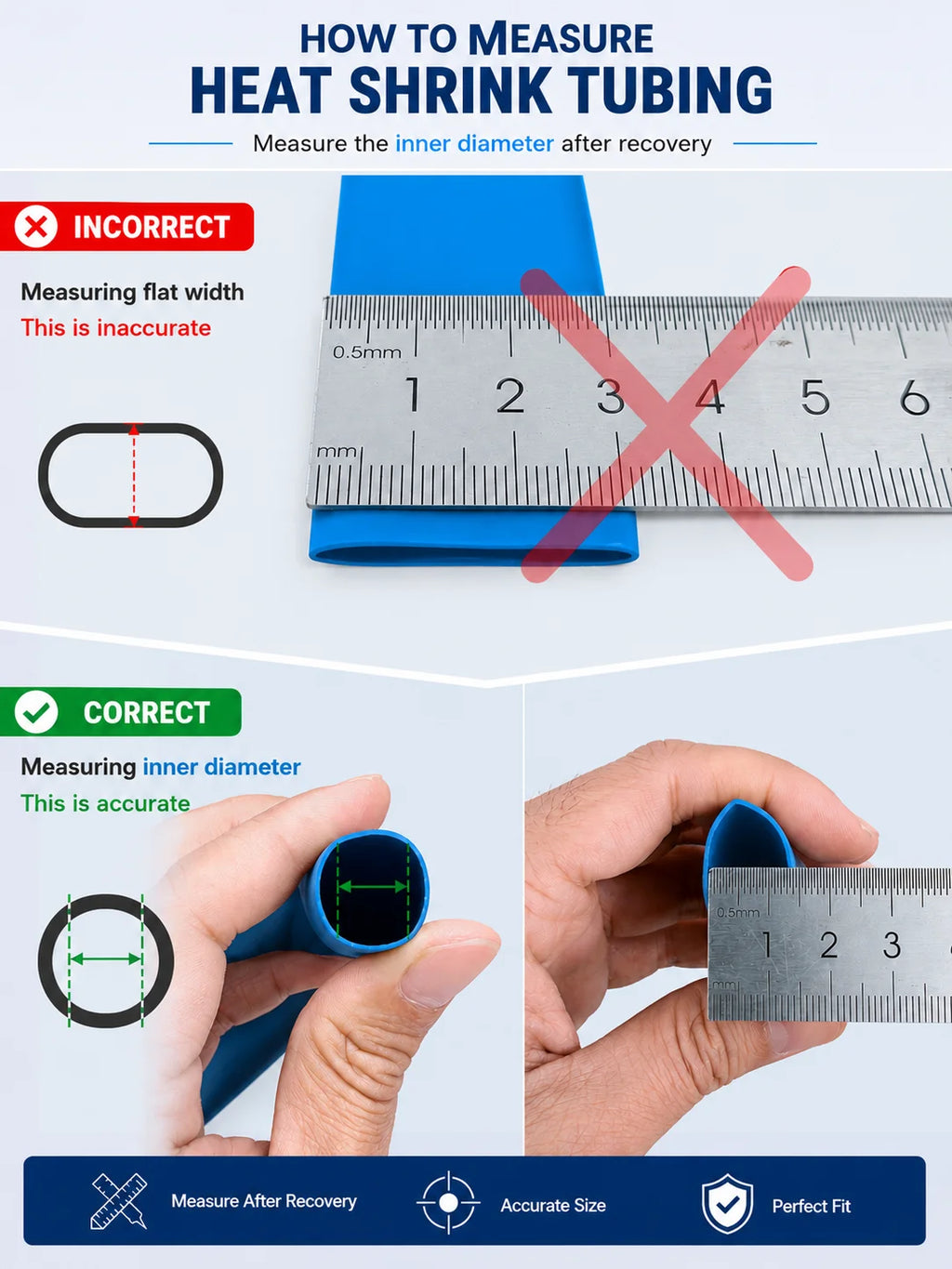 A Roll Blue 3:1 Ratio Heat Shrink Tubing Φ1.6mm to Φ32m Dual Wall Adhesive Lined Shrinkable Wire Wrap Tube Waterproof Sleeves