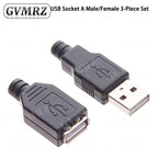 10PCS Type A Male Female USB 4 Pin Plug Socket Connector With Black Plastic Cover Type-A DIY Kits