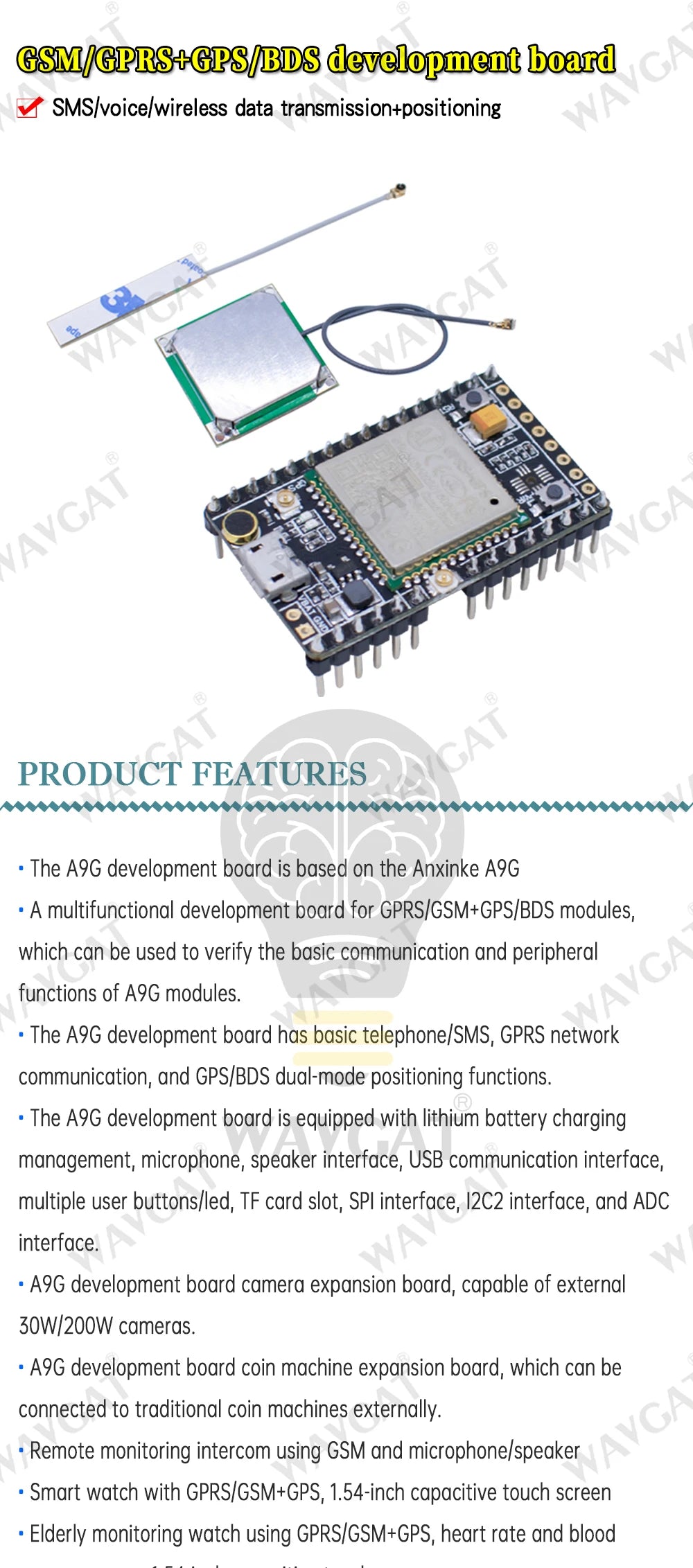 GSM / GPRS + GPS / BDS Development Board A9G Development Board \ SMS \ Voice \ Wireless Data Transmission + Positioning