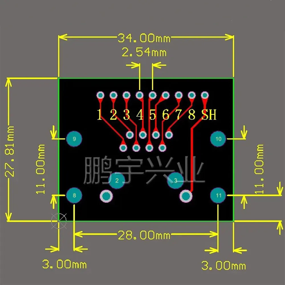 1Pc RJ45 Adapter Test Board To XH2.54 Modular Ethernet Connector Adapter Network Interface + Breakout Board + Pin Header