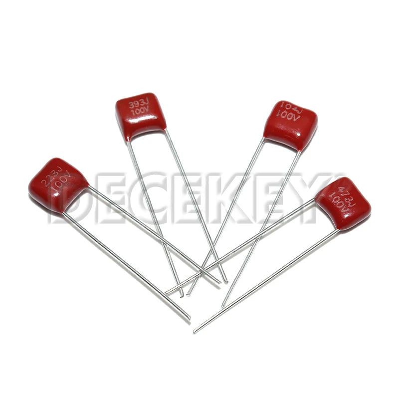 10PCS 100V CBB Polypropylene Film Capacitor 103 104 154 223 224 333 334 393 473 474 10nF 39nF 100nF 220nF 470nF Capacitance Kit