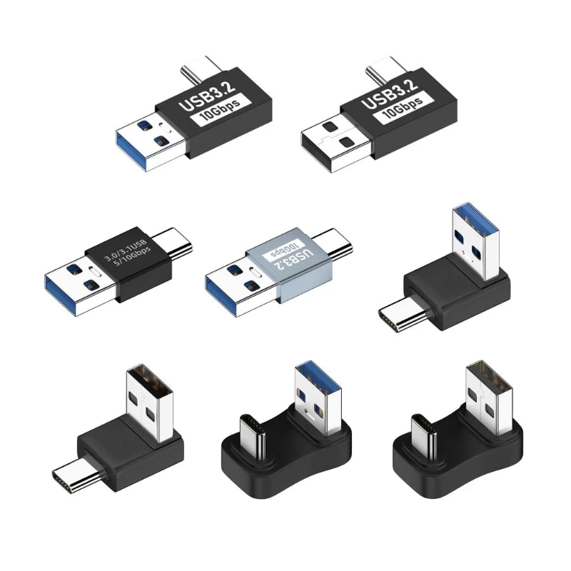 USB 3.1 To Type-C OTG Adapter 90/180 Degree Elbow Fast Charging Charger Converter U Shape USB Male To USB C Male Data Adapter