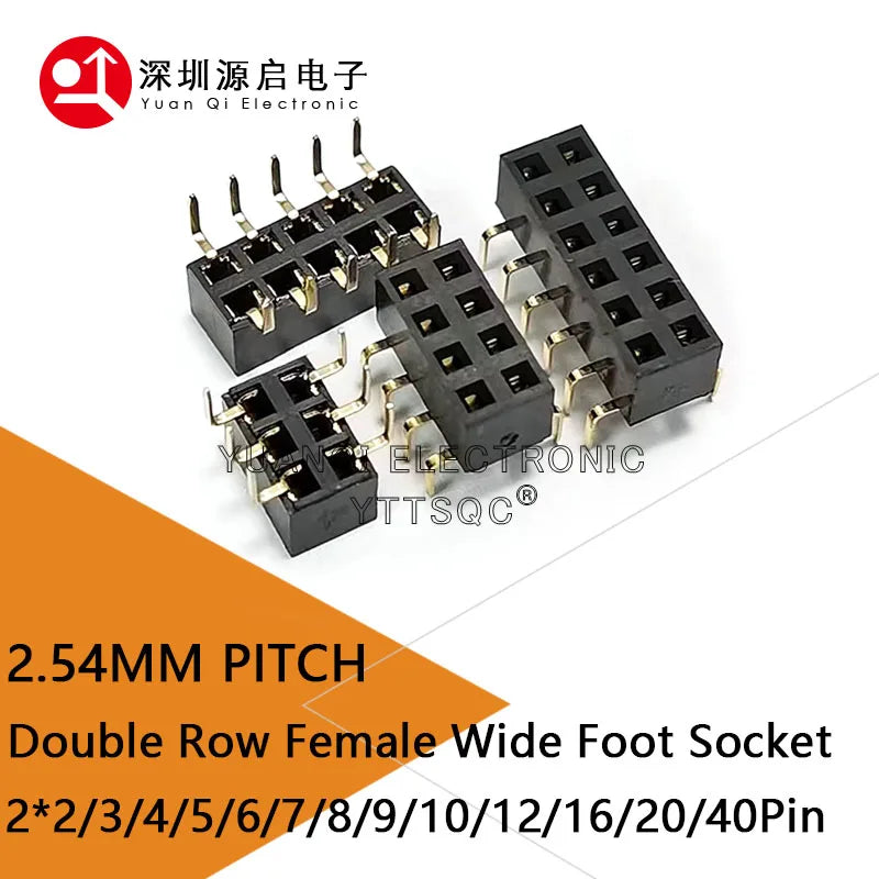 2.54mm Double Row Female Centipede Feet Pins Breakaway PCB Board Pin Header Socket Connector Pinheader 2*3/5/6-40Pin For Arduino