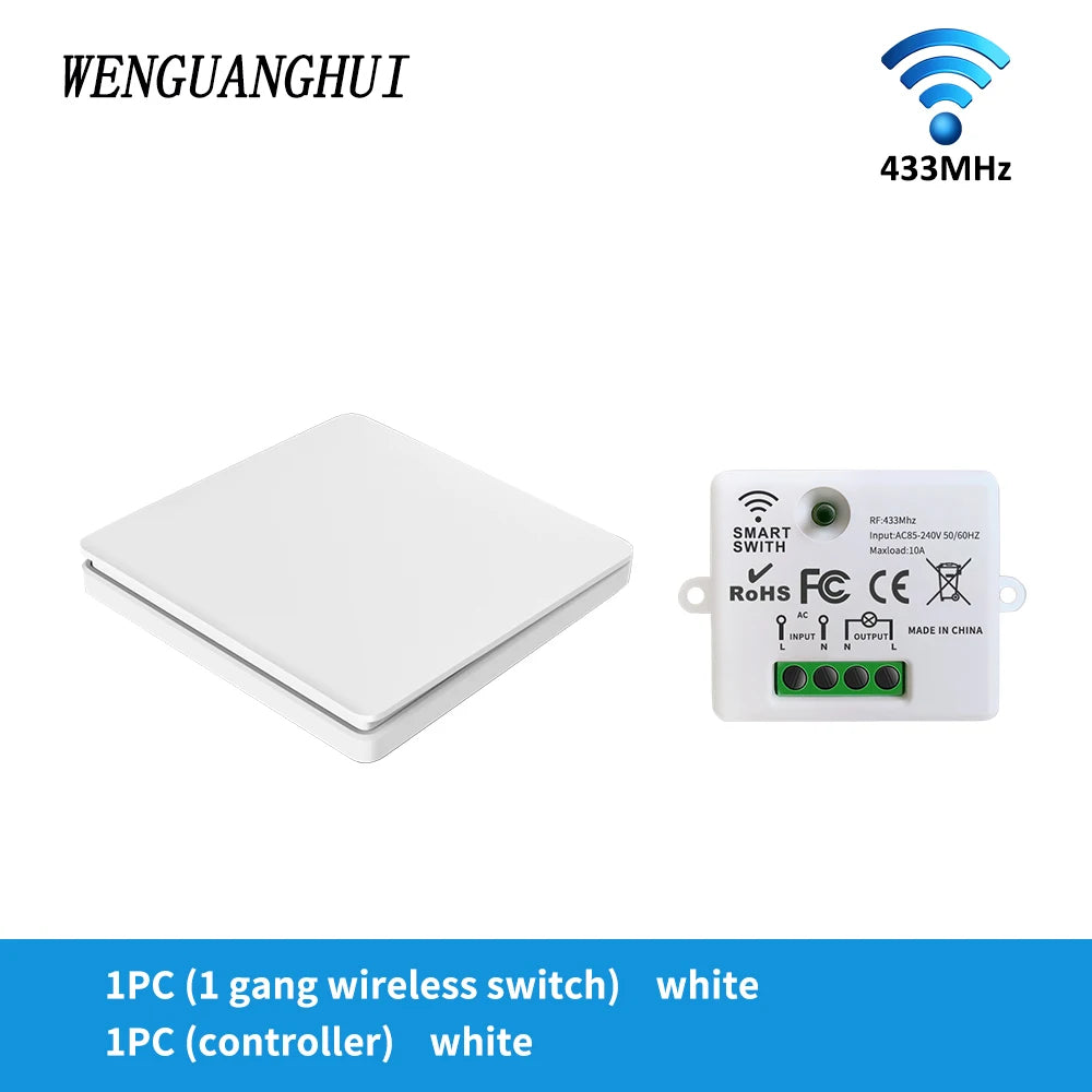 SIXWGH Smart Wireless Switch RF433Mhz Self-Powered Push Button Wall Panels Remote Controller Light Switch Waterproof Wall Switch