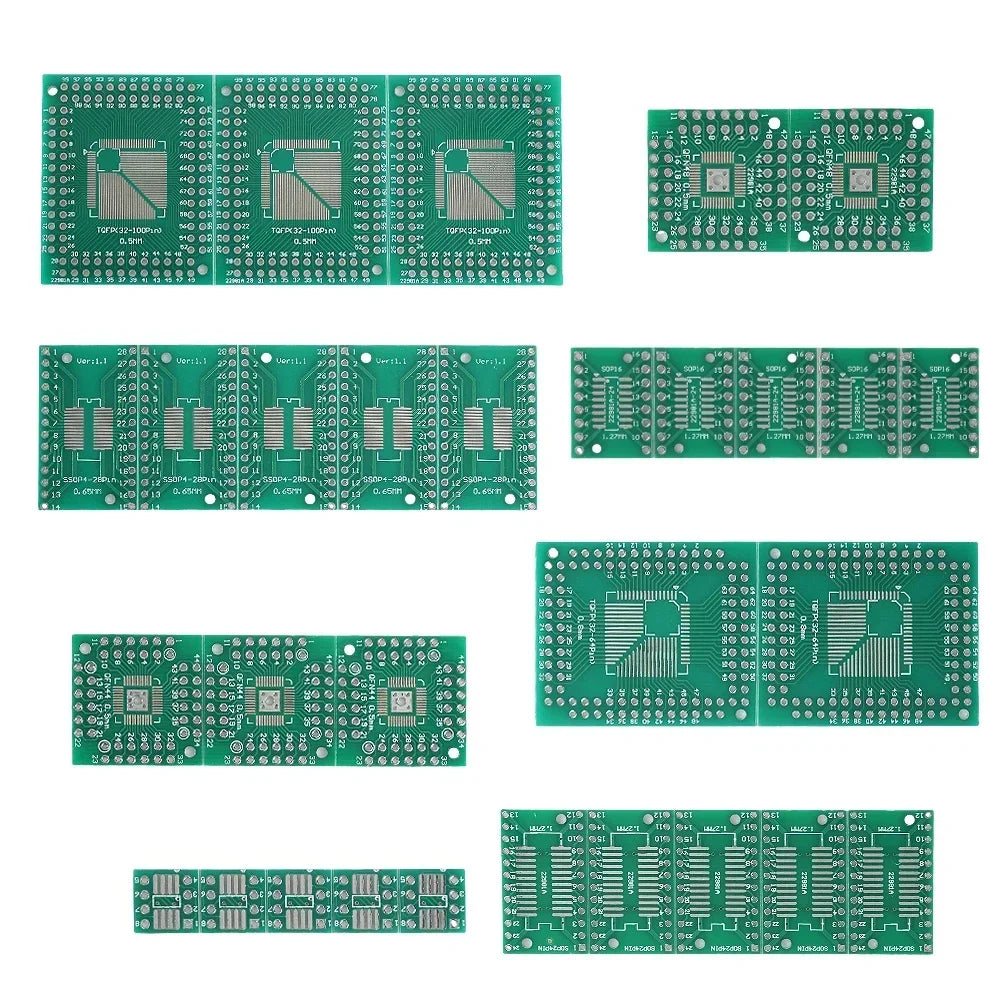 30PCS PCB Board Kit SMT To DIP Adapter Conversion Board Diy Electronic Assorted Set FQFP32 QFN48 SOP8 16/24/28 PCB