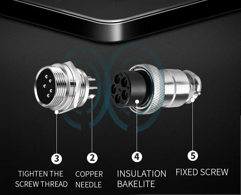 GX12 GX16-2/3/4/5/6/7/8/9/10Pin Electronic Connection Waterproof Heat-resistant Male Female Connectors With 1M Cable