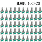 100PCS RK097 Precision Linear Potentiometer Vertical Single Link Shank 15mm D axis B2K B10K B20K B50K B100K B500K B1M