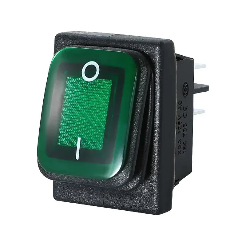 2Pcs KCD4 IP67 Waterproof 4Pin Rocker Switch Auto Boat Marine DPDT 12V/220V Heavy Duty Push Button Switch with LED Light