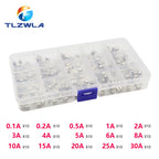 15Kinds 150PCS 5X20MM Fast-blow Glass Tube Fuses Car Ceramic Fuse Tube Assorted Kit 5*20 with Box fusiveis 0.1A-30A Household