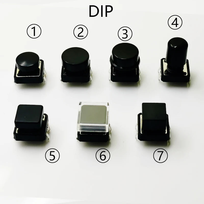 10 Sets Momentary Tactile Button 4PIN SMT/DIP 12X12mm H=9.8/9/16.8mm With Cap Tact Switch Push Button Switch Micro Key Button
