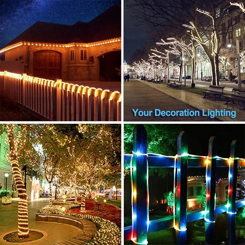 1pack Solar Rope Lights Solar LED Light Path Outdoor Garden Solar String Lights Waterproof Outdoor Lighting Strips 8 Light Modes