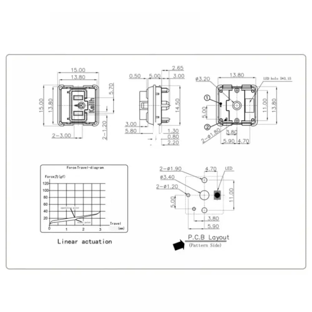 Kailh Choc Low Profile Switch 1350 Chocolate Keyboard Switch Clicky Tactile Linear White Switches Mechanical Keyboard for Laptop