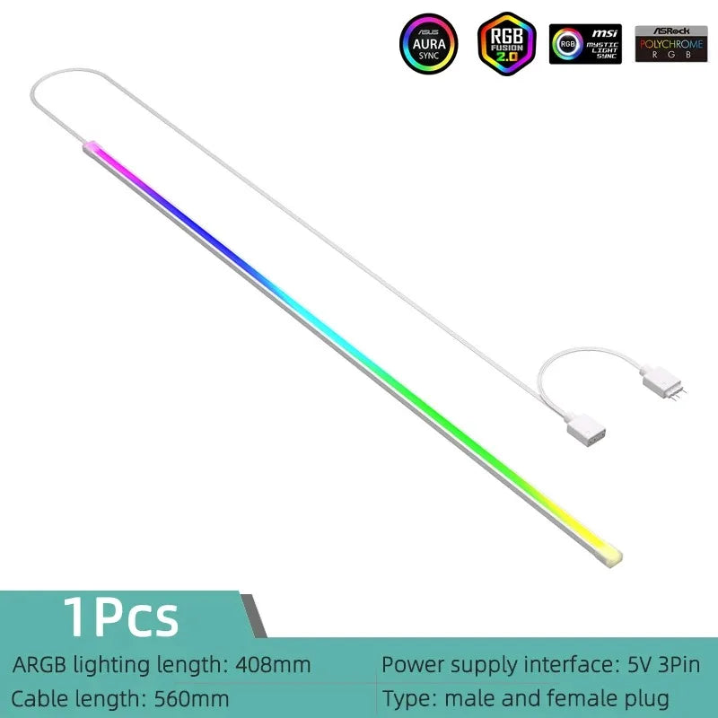 Soft Neon Addressable Rainbow PC WS2812b LED Strip Light for 5V 3pin ARGB Header PC Case Asus Aura Sync RGBIC Fusion MSI Mystic