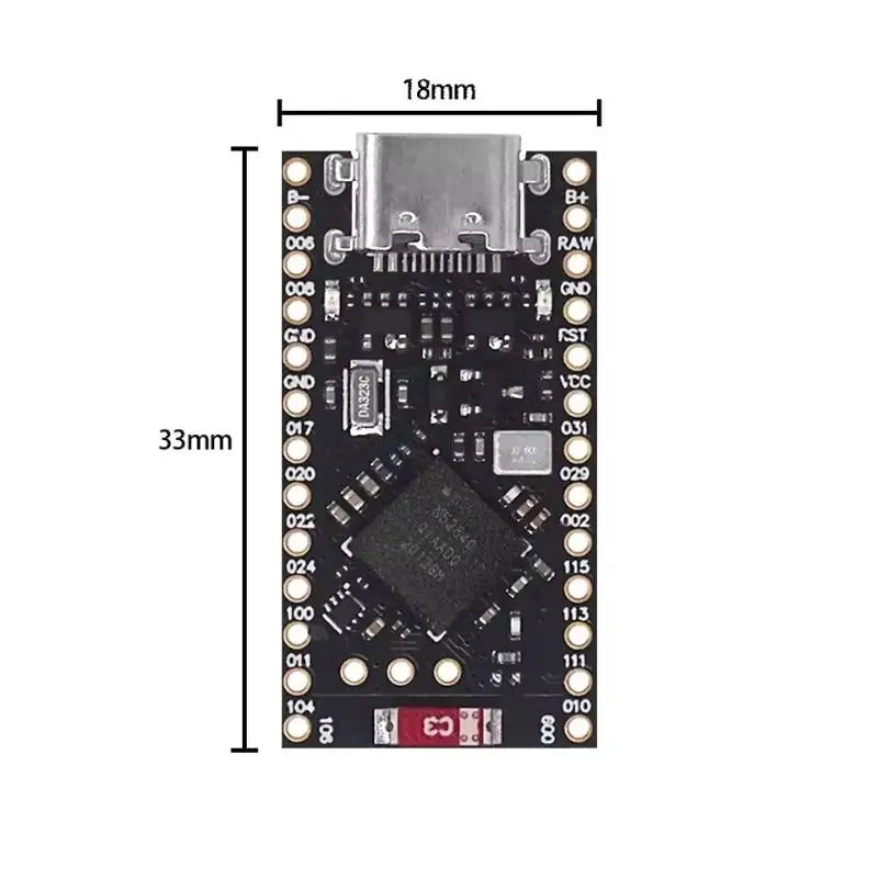 Pro Micro NRF52840 Development Compatible with Nice!Nano V2.0 Bluetooth 5.0 BLE Integrated Li-Po Charging USB-C for ZMK Keyboard