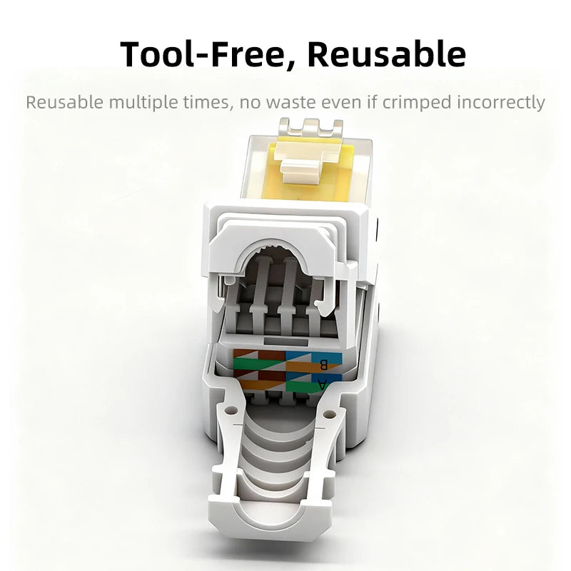BYXGD Toolless RJ45 Connectors 100Mbps 1000Mbps 10Gbps Tool Free Reusable Cat5e Cat6a Cat7 Metal Plug Ethernet Plug Shielding