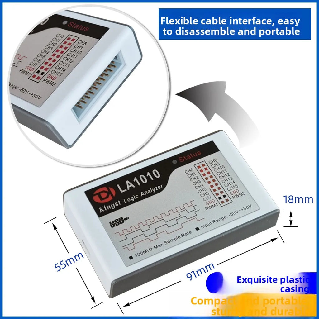 Kingst LA1010 Logic Analyzer 16 Channels 100MHz USB Protocol Decoder I2C SPI UART for Debugging