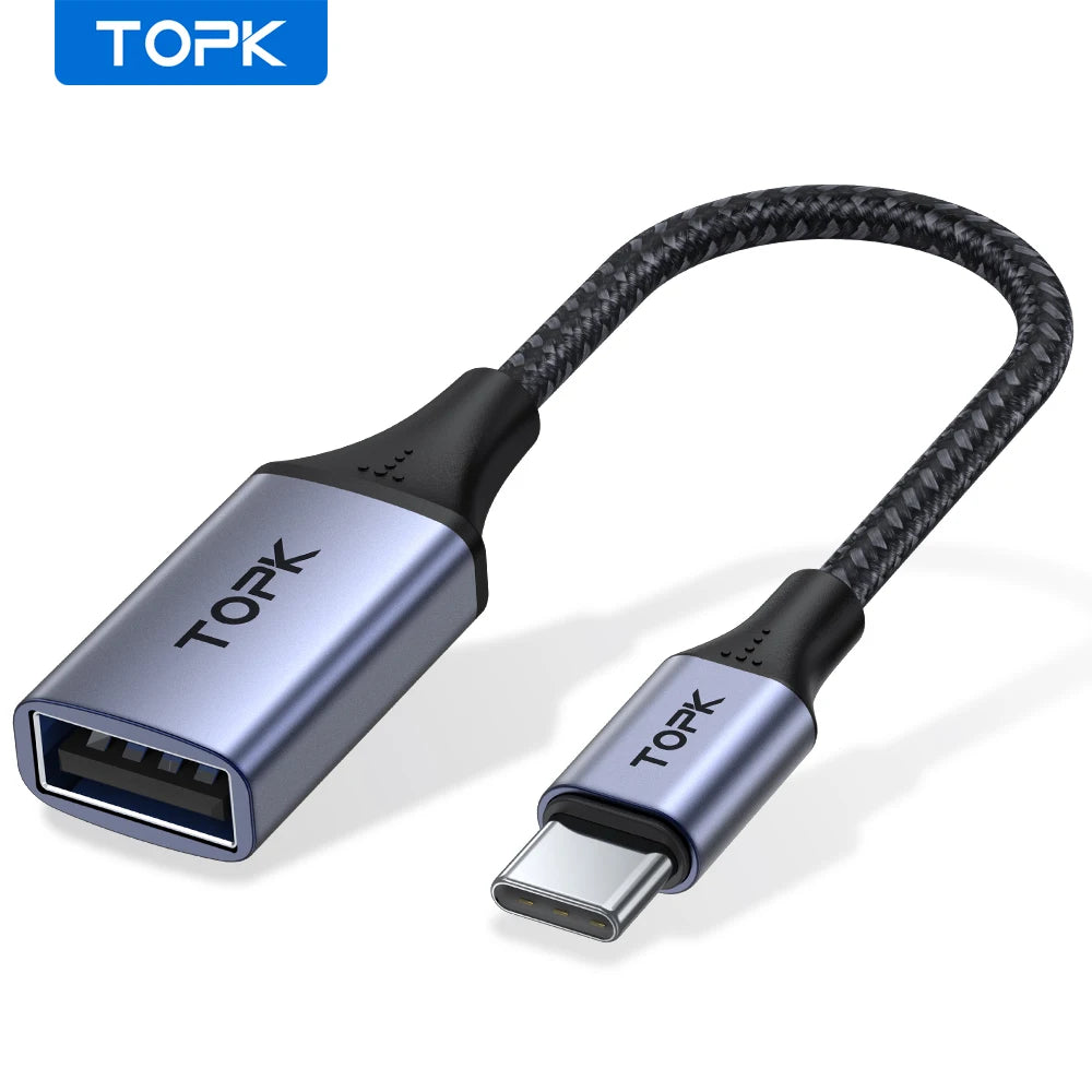 TOPK A10 USB C to USB A dapter OTG Cable Type C Male to USB 2.0 Female Cable Adapter for MacBook Pro Samsung Type-C Adapter