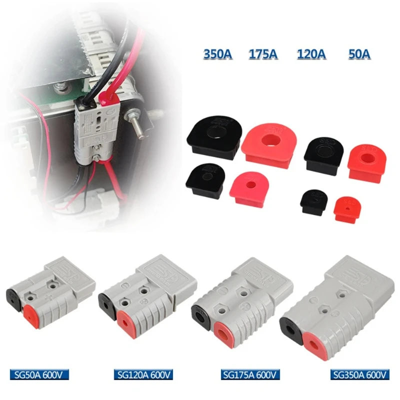 2/4Pair Waterproof FOR Anderson Plug Cable 50A/120A/175A/350A Gland Inserts RED & BLACK Plugs Anderson Plug Cable Kits