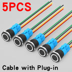 5PCS 16/19/22mm Metal Button Switch  Black Shell Flat Head Waterproof LED Momentary Reset Latching Button Switch 12V 24V 220V