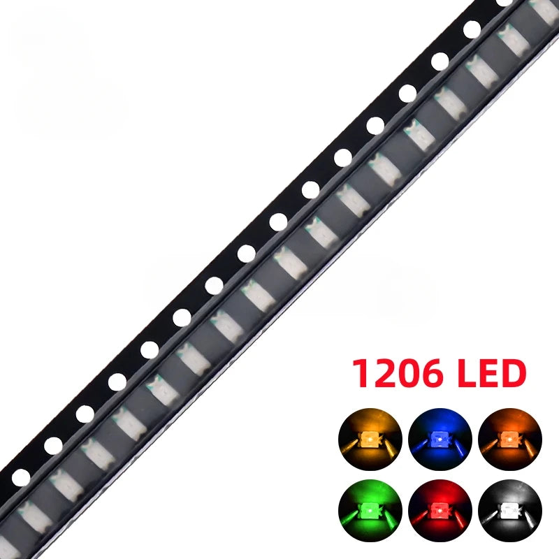 1200pcs SMD LED Sample Book 0402 0603 0805 1206 Red/Blue/Green/White/Yellow/Orange 24Values Light Emitting Diode Lamp Bead Kit