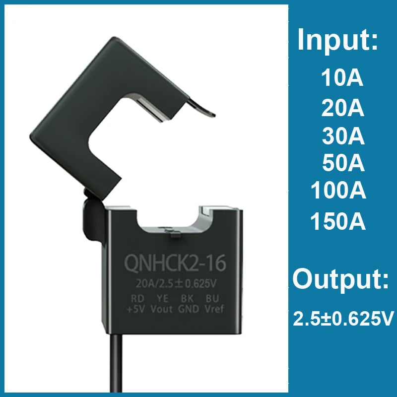 2.5V 2V Hall Effect DC Current Transducer QNHCK2-16 10A 20A 30A 50A 100A Clamp CT Transformer Split Core Current Sensor HSTS016L