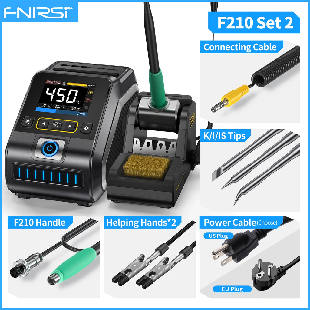 FNIRSI DWS-200 200W Power Repaid Heating Soldering Iron Staion C210 C245 Solder Iron Handle Electronic Welding Rework Station