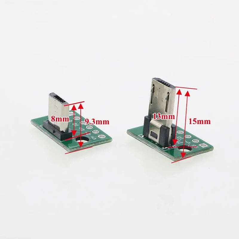 USB 2.0 Micro Male Interface Vertical Male Connector PCB Converter Adapter Board 180 Degree Vertical 5PCS Squareness